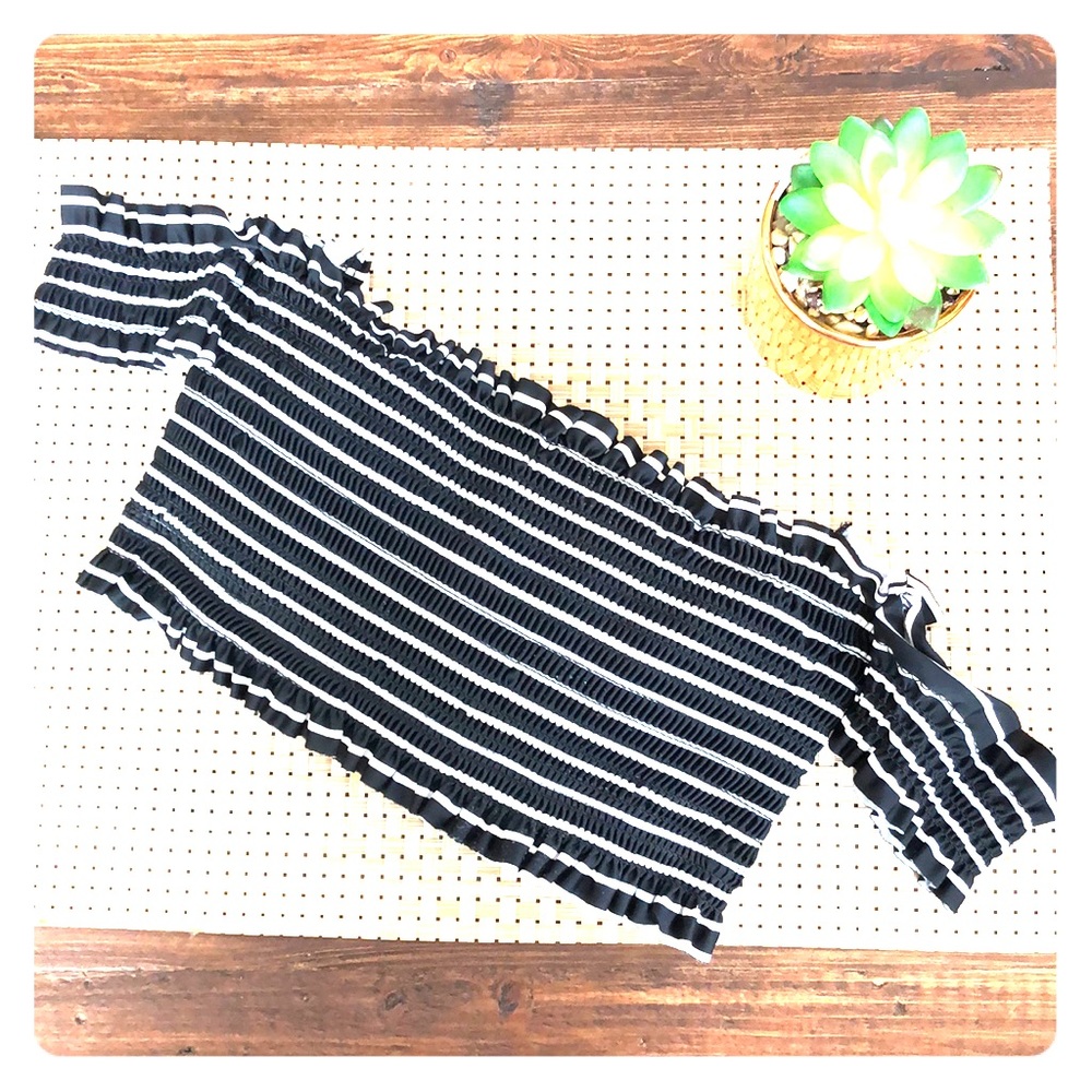 striped bikini tube top.